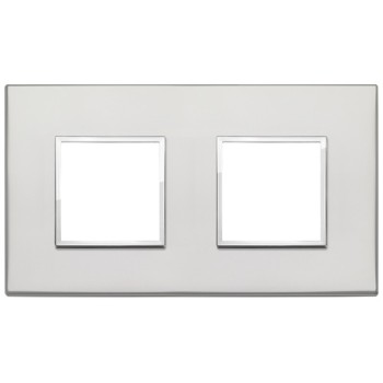 21643.07 Рамка Eikon Evo серебро включая рамку 4 (2+2) модуля Vimar фото