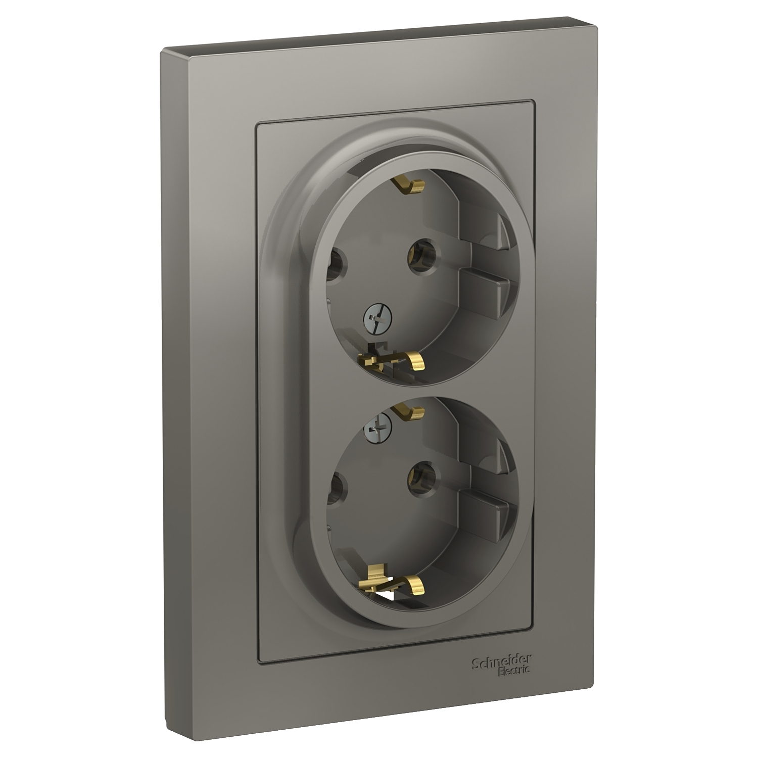 

ATN000924 Atlasdesign Розетка двойная с заземлением, 16А, в сборе, Сталь Schneider Electric, Atlasdesign ATN000924