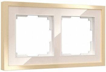 W0022851 Рамка на 2 поста Baguette (айвори/латунь) Werkel a060235 фото