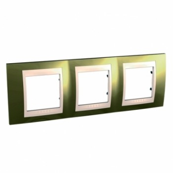 MGU66.006V.504 Рамка Unica Хамелеон Золото / Бежевый 3-постовая вертикальная Schneider Electric фото