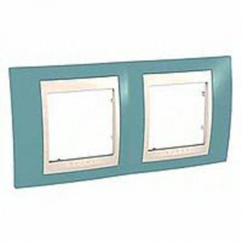 MGU6.004.573 Рамка Unica Хамелеон синий / Бежевый 2-постовая Schneider Electric фото