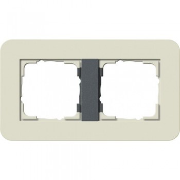 0212427 Рамка с антрацитовой подложкой E3 Песочный / Антрацит 2-постовая Gira фото