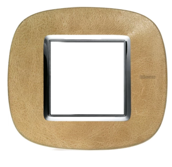 HB4802SLC Axolute Рамка 1 пост, овальной формы Кожа Песок. Немецкий/Итальянский стандарт, 2 модуля Bticino фото