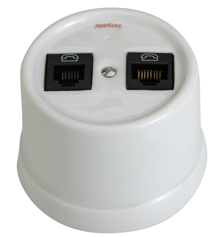 

30706272 Телефонная розетка, 6 контактов 2-х местная, черная керамика Fontini, Garby 30706272