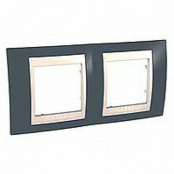 MGU6.004.577 Рамка Unica Хамелеон серо-зеленый / Бежевый 2-постовая Schneider Electric фото