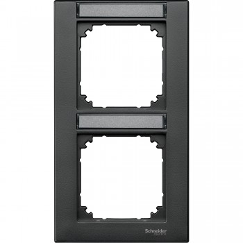 MTN476214 Рамка с полем для надписи M-Plan Антрацит 2-постовая вертикальная Merten фото