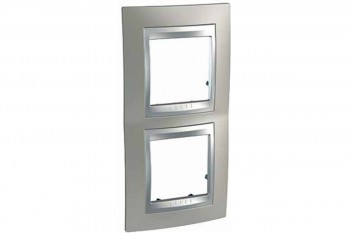 MGU66.004V.039 Рамка Unica Top Никель / Алюминий 2-постовая вертикальная Schneider Electric фото