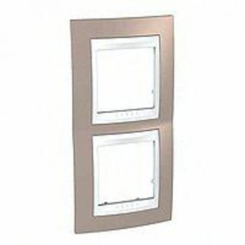 MGU6.004V.874 Рамка Unica Хамелеон коричневый / Белый 2-постовая вертикальная Schneider Electric фото