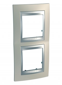 Рамка 2-постовая вертикальная, опал/алюминий Schneider Electric Unica Top MGU66.004V.095 фото