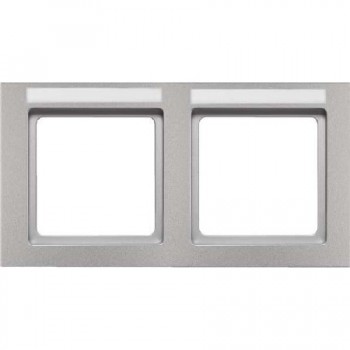 10226094 Рамка с полем для надписей Q.3 Алюминий с эффектом бархата 2-постовая Berker фото