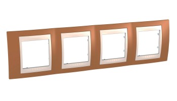 MGU6.008.569 Рамка Unica Хамелеон оранжевыйевый / Бежевый 4-постовая Schneider Electric фото