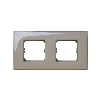 27772-34 Рамка декоративная, 2 поста, (+суппорт), Simon 27 Neos, Глянец, дымчатое стекло фото