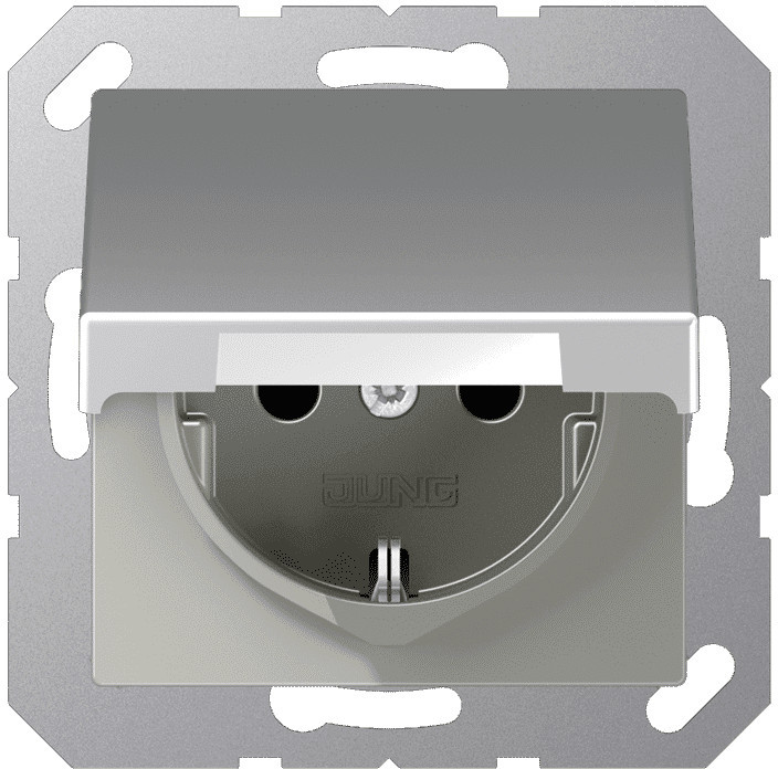 

EP421KLAL EcoProfi Штепсельная розетка EcoProfi SCHUKO 16A, 250V~ с крышкой; алюминий Jung, ECO Profi Deco EP421KLAL