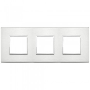 21644.01 Рамка Eikon Evo Бриллиантовый алюминий 6 модулей Vimar фото