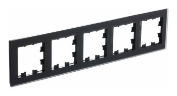 Рамка пятипостовая матовое черное стекло Systeme Electric (Schneider Electric) AtlasDesign Nature ATN331005 фото