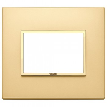 21653.G10 Рамка Eikon Evo сатинированное золото, включая рамку 3 модуля Vimar фото