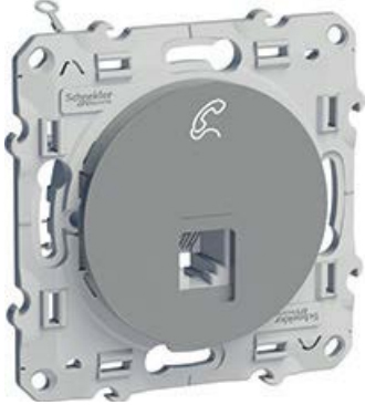 

S53R497 RJ12 6 контакт алюминий Odace Schneider Electric, Odace S53R497