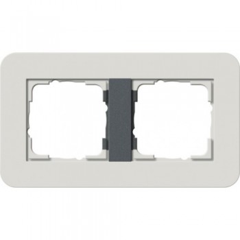 0212421 Рамка с антрацитовой подложкой E3 Светло-серый / Антрацит 2-постовая Gira фото