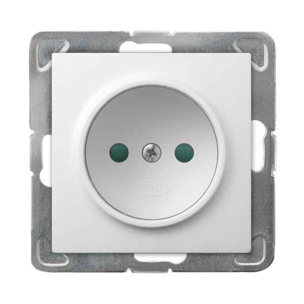 

Ospel Impresja Белый Розетка 1-я б/з со шторками, без рамки GP-1YP/m/00, Impresja GP-1YP/m/00