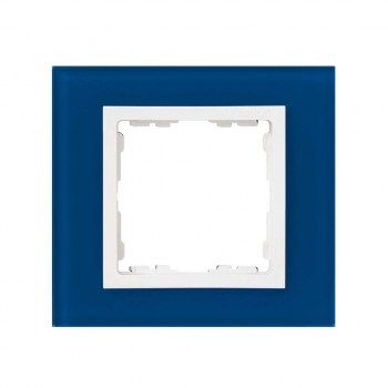 82617-64 Рамка декоративная, 1 пост, Simon 82 Nature, Стекло, синий-белый фото
