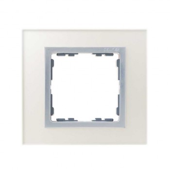 82917-62 Рамка декоративная, 1 пост, Simon 82 Nature, Стекло, серебро-алюминий фото