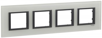 Рамка 4-постовая, белое стекло Schneider Electric Unica Class MGU68.008.7C2 фото