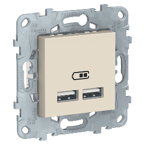 

NU541844 Розетка USB, 2-местная, 5 В / 2100 мА, Бежевый Schneider Electric, Unica Studio NU541844