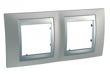 Рамка 2-постовая, никель/алюминий Schneider Electric Unica Top MGU66.004.039 фото