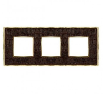 FD01443AOB Рамка Belle Epoque Tapestry Alicoco brown / bright gold 3-постовая гор/верт. Fede фото