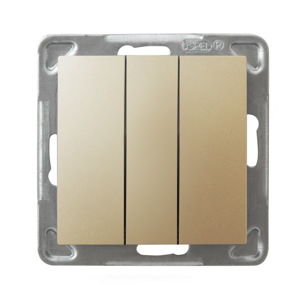 

Ospel Impresja Золотой металлик Выключатель 3-клавишный, без рамки LP-13Y/m/28, Impresja LP-13Y/m/28