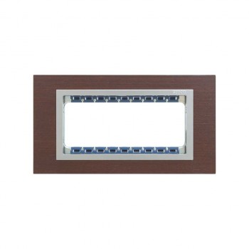 82957-65 Рамка декоративная, (+суппорт), 5 узких (2 широких+1 узкий) модулей, Simon 82 Centralizations, Дерево, венге-алюминий фото