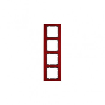 10143012 Рамка B.3 Красный / Антрацит 4-постовая вертикальная Berker фото