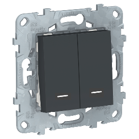 NU521154N Выключатель 2-клавишный, 2 модуля, с подсветкой, 2 х сх. 1а, Антрацит Schneider Electric фото
