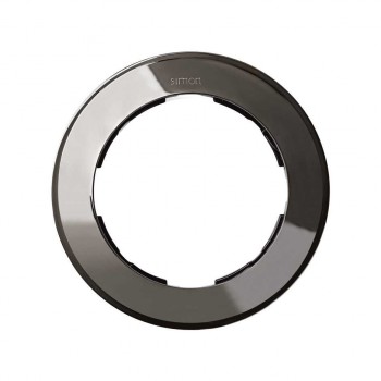 88610-35 Рамка декоративная, 1 пост, круг в круге, Simon 88, воронёная сталь фото