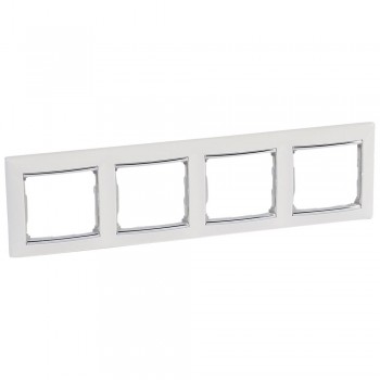 770494 Рамка Valena Белый / Серебряный штрих 4-постовая Legrand фото