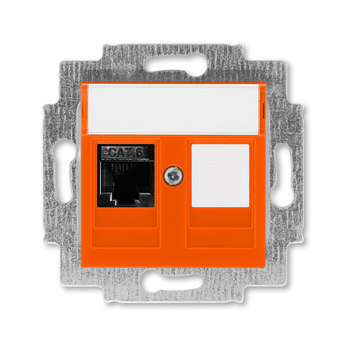 

Розетка телефонная ABB Levit RJ45 категория 6 и заглушка оранжевый 5014H-A61017 66W 2CHH296117A6066, Levit 5014H-A61017 66W