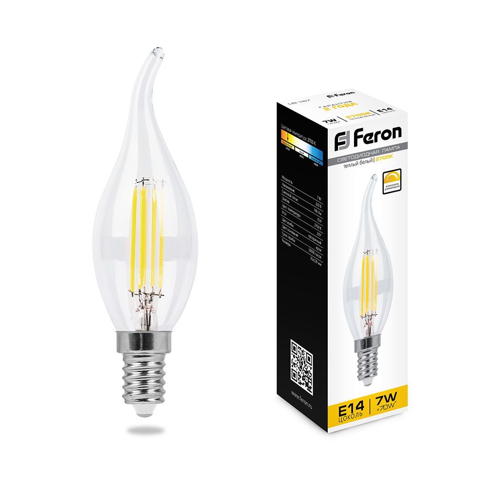 

Светодиодная лампа 230V E14 2700K Feron 25872, Прозрачный, 25872