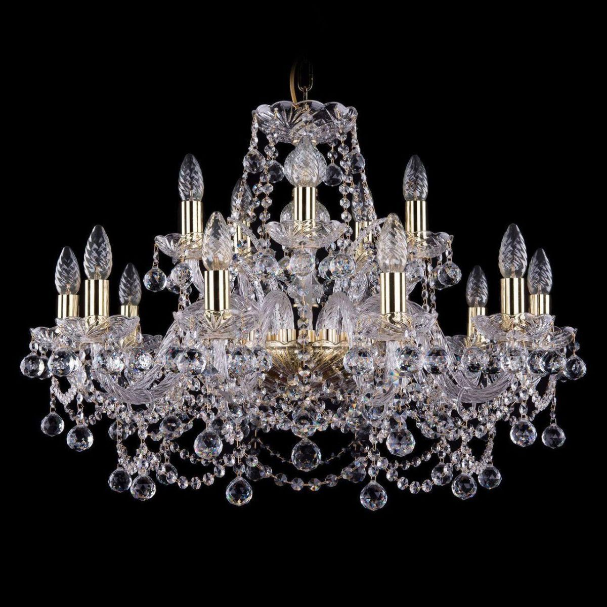 

Подвесная люстра Bohemia Ivele 1411/10+5/240/G/Balls, Золотой, 1411 Gold 1411/10+5/240/G/Balls