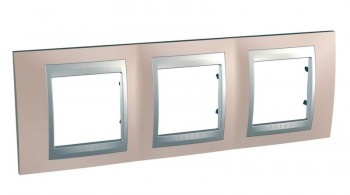 MGU66.006.096 Рамка Unica Top Оникс / Алюминий 3-постовая Schneider Electric фото
