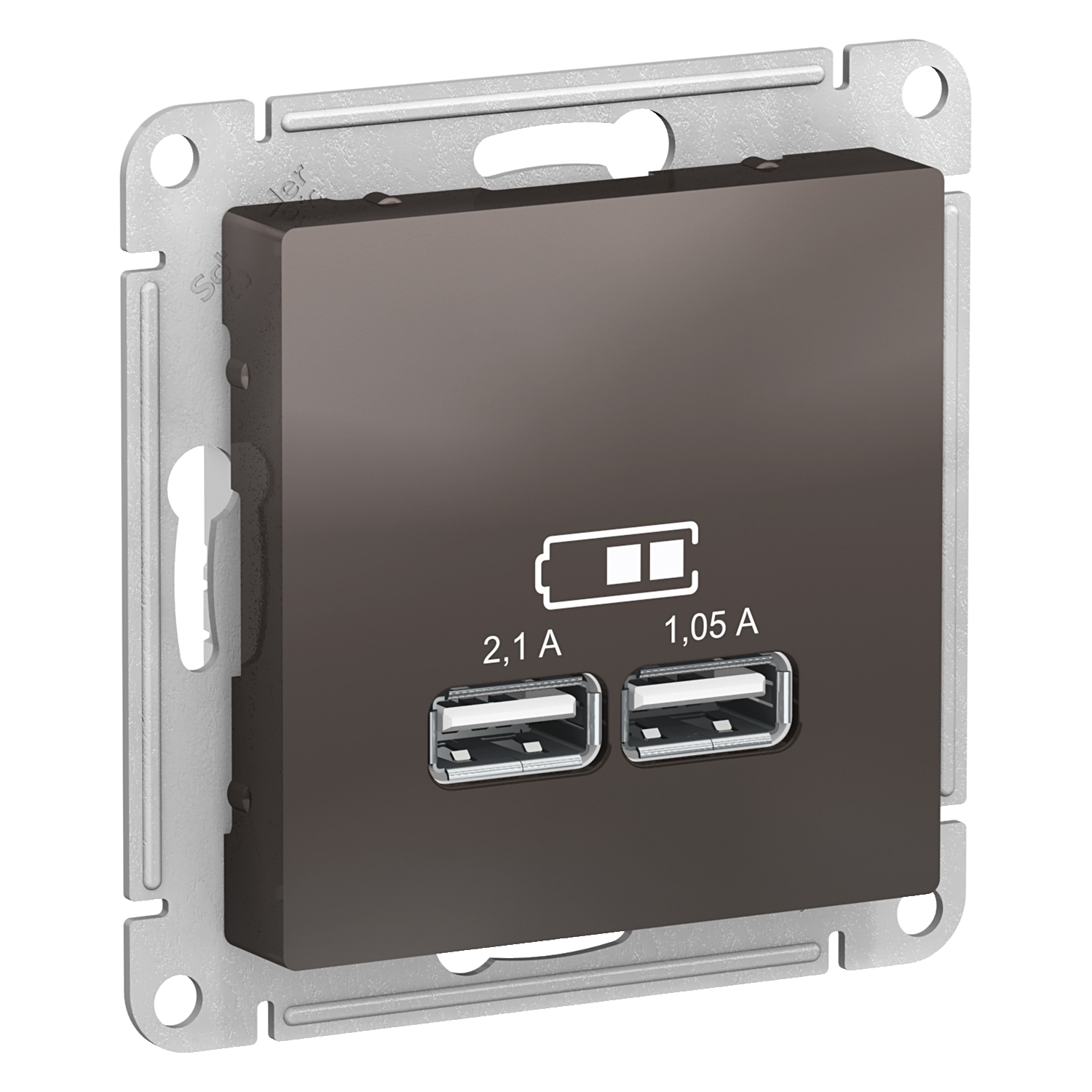 

ATN000633 Atlasdesign USB Розетка, 5В, 1 порт x 2,1 А, 2 порта х 1,05 А, механизм, Мокко Schneider Electric, Atlasdesign ATN000633