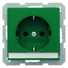 

47506003 Штепсельная розетка SCHUKO с полем для надписей цвет: зеленый, бархат, Q.1 Berker, Q.7 47506003