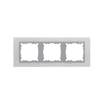 82937-34 Рамка декоративная, 3 поста, Simon 82 Nature, Металл, матовая сталь-алюминий фото