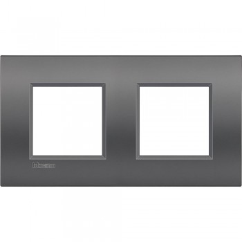 LNE4802M2ST Рамка 2 поста AIR, прямоугольная форма. СОФТ. Цвет Мокрый асфальт. Немецкий стандарт, пост 2 модуля. Bticino LIVINGLIGHT фото
