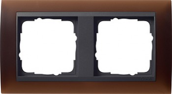 021213 Рамка Event Темно-коричневый / Черный 2-постовая Gira фото