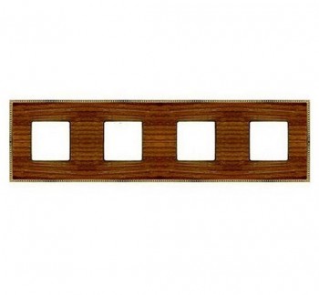 FD01454COB Рамка Belle Epoque Wood Cherry / Bright gold 4-постовая гор/верт. Fede фото