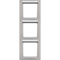 10536094 Рамка с полем для надписей Q.3 Алюминий с эффектом бархата 3-постовая вертикальная Berker фото