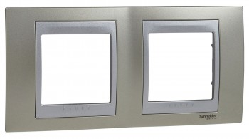 Рамка 2-постовая, опал/алюминий Schneider Electric Unica Top MGU66.004.095 фото