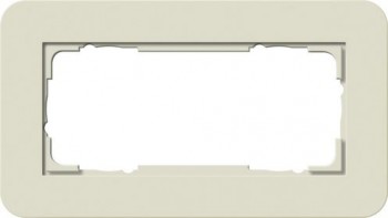 1002417 Рамка с белой подложкой без перегородки E3 Песочный / Белый 2-постовая Gira фото