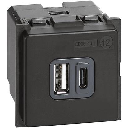 

Bticino Living Now - зарядка USB 3A тип A e C 2 K4287C2, Living Now K4287C2