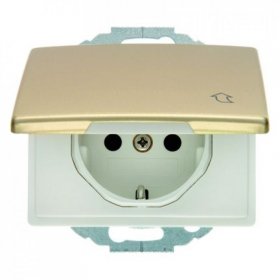 

47570002 Штепсельная розетка SCHUKO с откидной крышкой цвет: золотой, металл Arsys Berker, Arsys 47570002